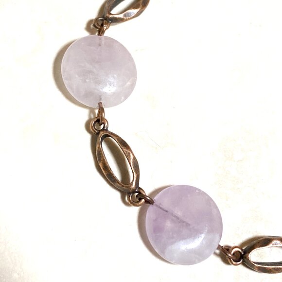 2/$20, Natural Violet Amethyst Bracelet, Genuine Gemstone + Copper Link - Picture 2 of 9